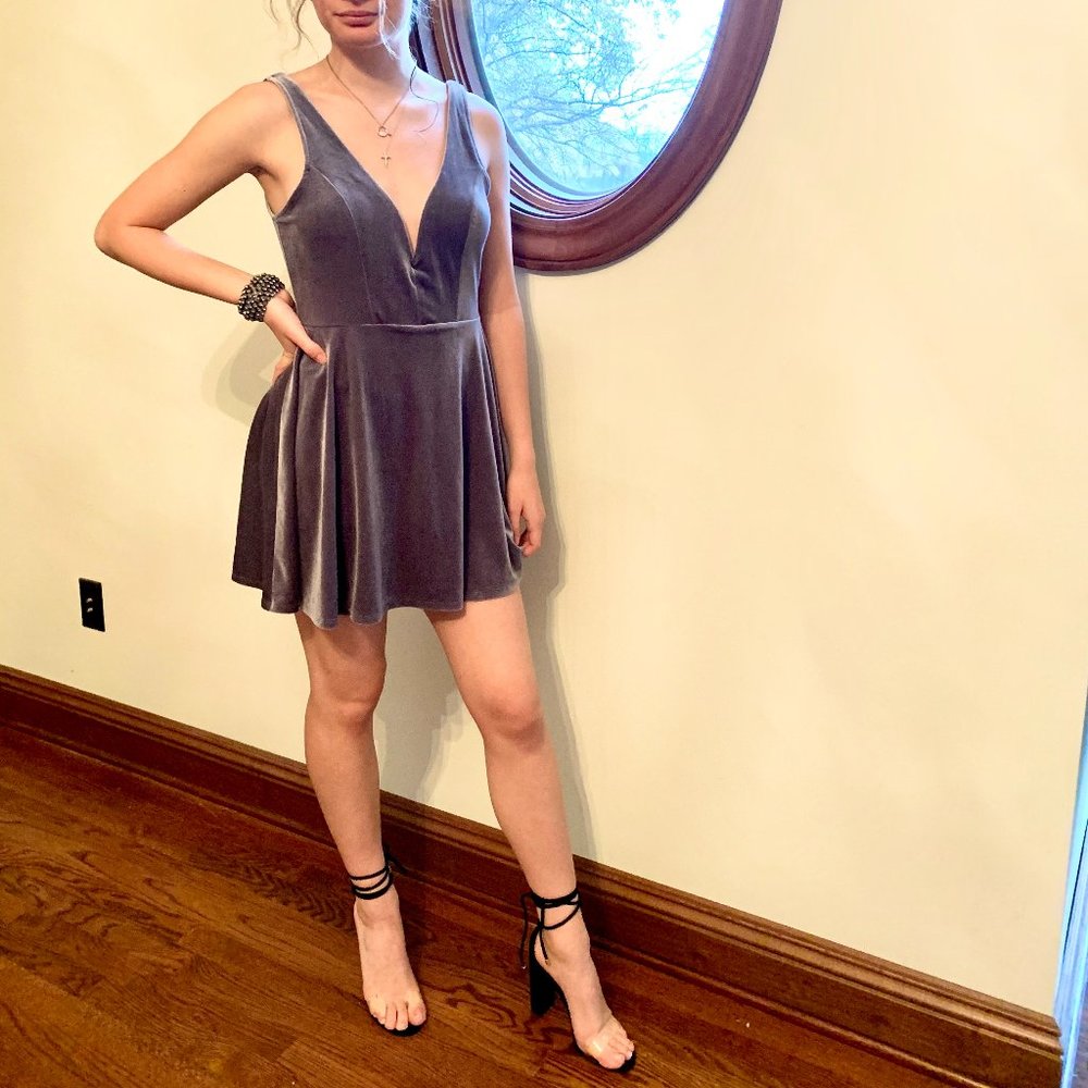 EXPRESS SILVER SHIMMER  SKATER  DRESS, SMALL